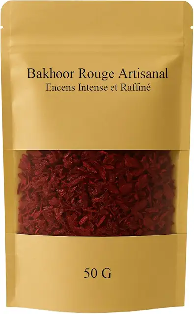 Bakhoor Rouge du Maroc 50g - Encens Oud Naturel au Oudh, Musc, Rose & Vanille - Format Voyage