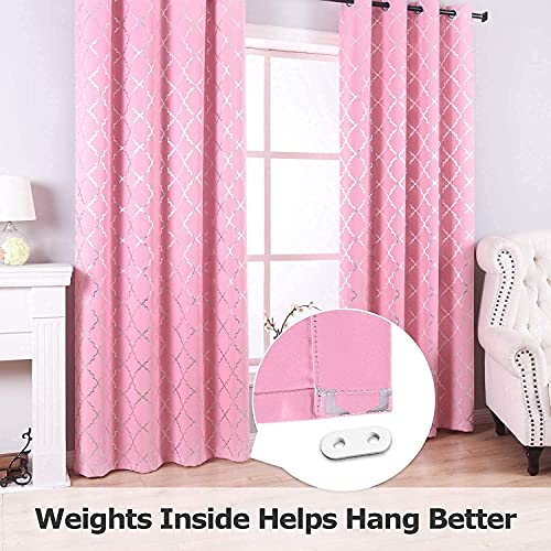 Anjee 4 Panels White Sheer Curtains 52X96 Inches Buddle With Pink Blackout Curtains Moroccan Pattern Window Treatment For Home #TOP5