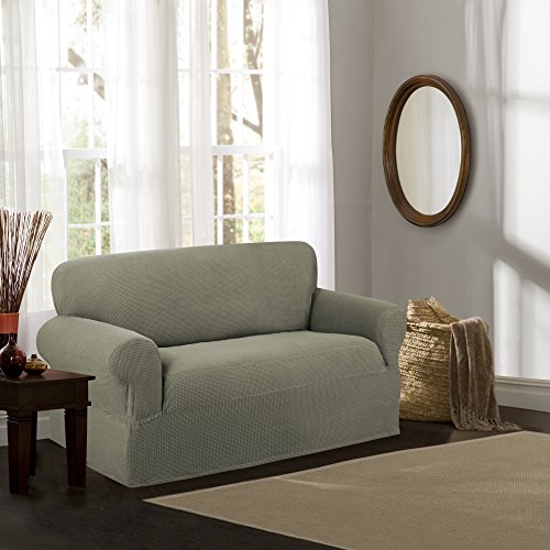 Maytex Reeves Stretch 1 Piece Loveseat Furniture Cover Slipcover, Dark Sage Green #TOP1