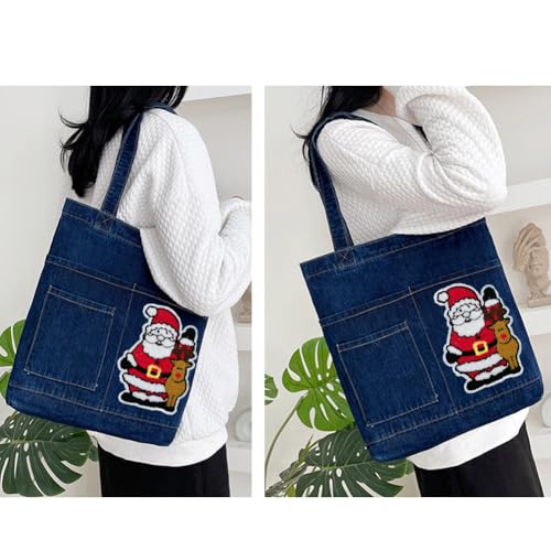 Image of Farm4Far Denim Jeans Christmas Hobo Tote Shoulder Sling Hand Bags