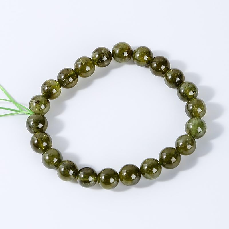 HZLXF1HZLXF1 Natural Garnet Bead Bracelets For Men Women Round Stone Elastic Rope Strand Bangles (Size : 6-7mm, Color : Tsavorite Garnet)