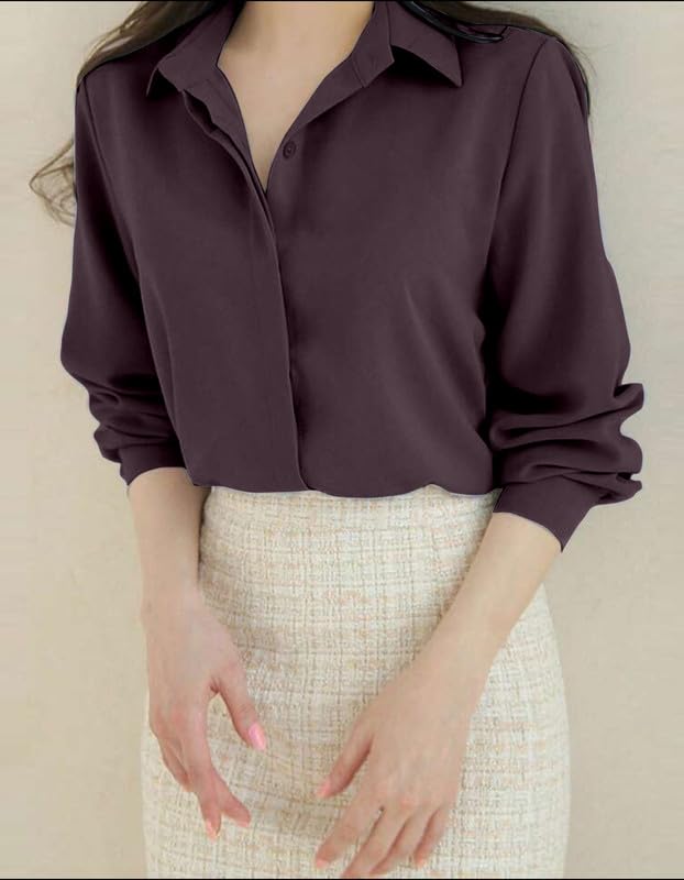 Image of Women's Regular Fit Korean Style Shirts | Stylish Western Shirt with Concealed Placket | Casual & Office Wear Shirt for Women