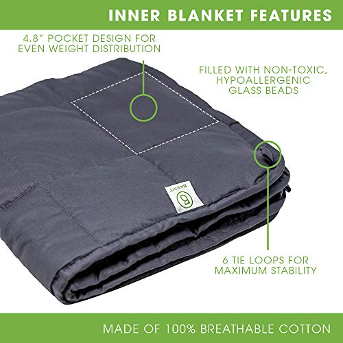 BARMY Weighted Lap Blanket (48"x24", 6lbs) Weighted Lap Pad with Removable Cover for Adults, Teens and Kids, Cotton Inner Blanket, Weighted Throw Blanket - Cool Gray - Image 6