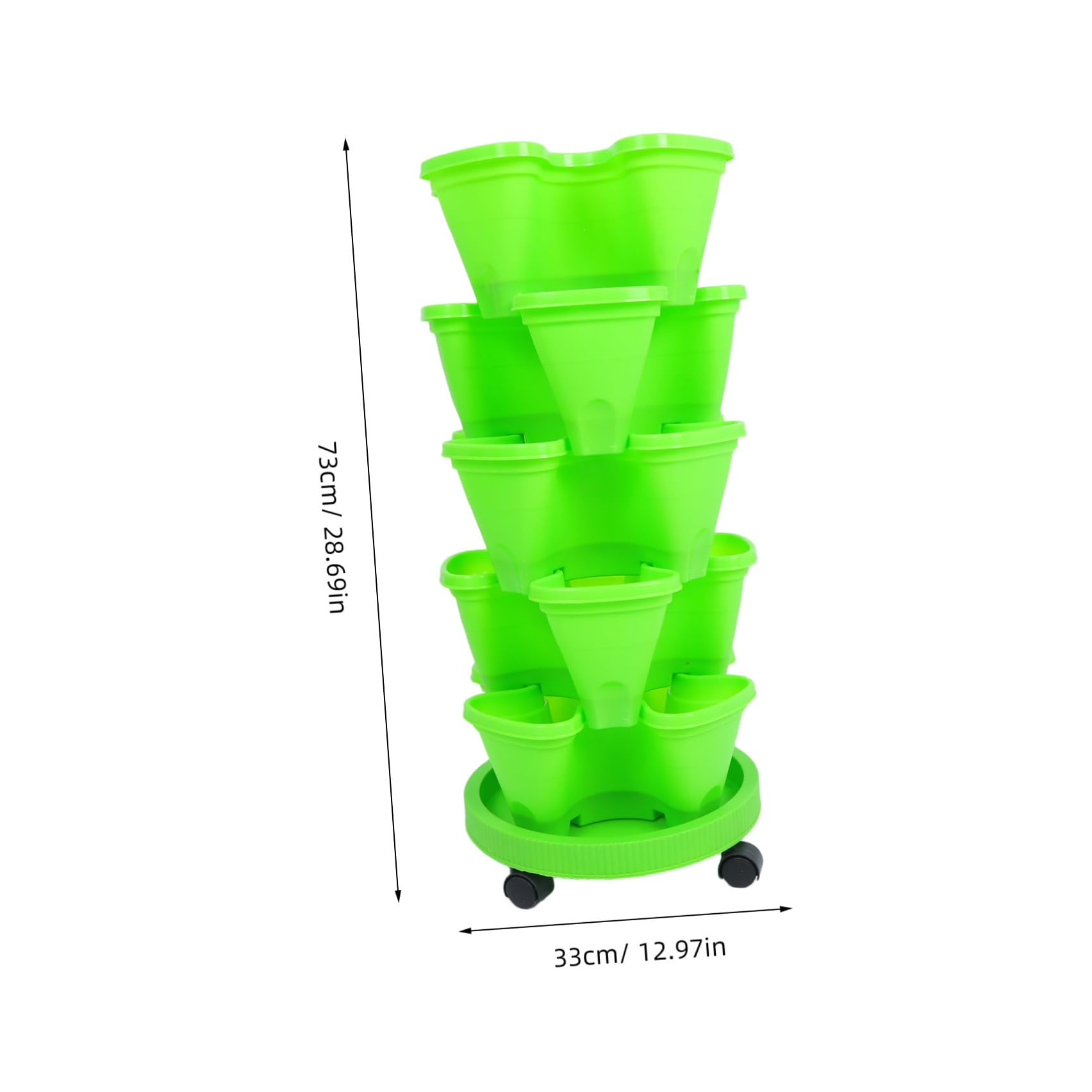 Mikinona Tour de Jardinière Empilable Multicouche Abs Vert pour Fraisiers
