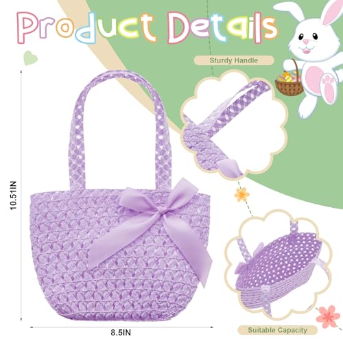 Zhanmai 6 Pieces Girls Tea Party Hats Bonnets Set Including Tea Party Hats Purse and Gloves with Bowknot (Pink, Purple)3