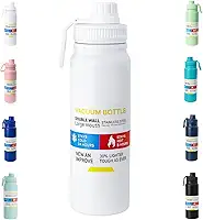 Garrafa De Água Térmica Inox 800ml Parede Dupla com Isolamento a Vácuo Quente e Frio, Antivazamento, Alça e Infusor Ideal para Academia, Caminhada, Escritório, Esportes (BRANCO)