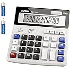 Desk Calculator 12 Digit Extra Large 4.3-Inch LCD Display, Two Way Power Battery and Solar Calculators Desktop, Big Buttons Easy to Press Used as Office Calculators for Desk White