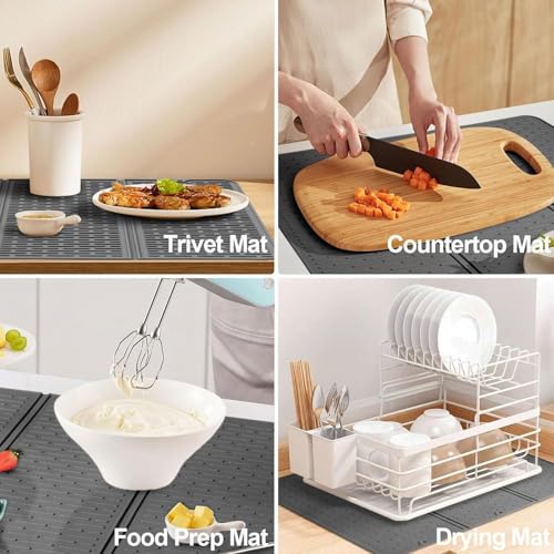Alfombra de secado para encimera de cocina plegable y protector de superficies 8
