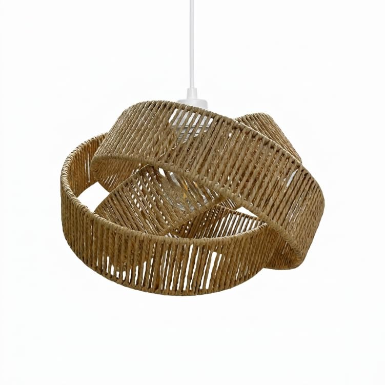Lilia Wicker Rattan Pendant Light Shade, Woven Ceiling Lampshade (Natural)