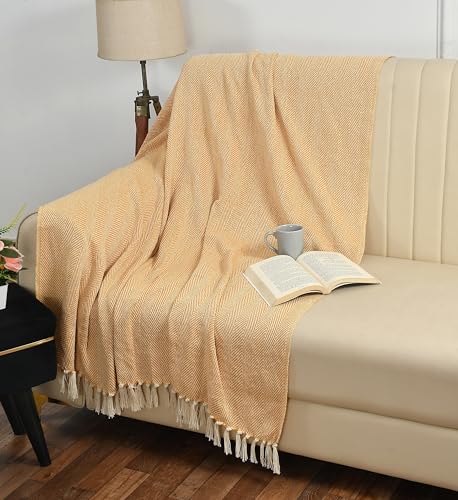 Image of Soft Throw Blanket | Used Both Indoor and Outdoor | Blanket for Living Room | Bedroom | Hall | Kids Room | Sofa and Bed or Chair Throw (Zigzag Yellow)
