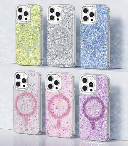 Coque iPhone 15 Pro Max Violet Magnétique à Paillettes Meifigno - 6