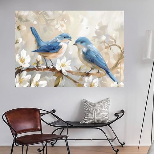 Impression d'art fleur et oiseau WODJEM tableau moderne encadré haut de gamme