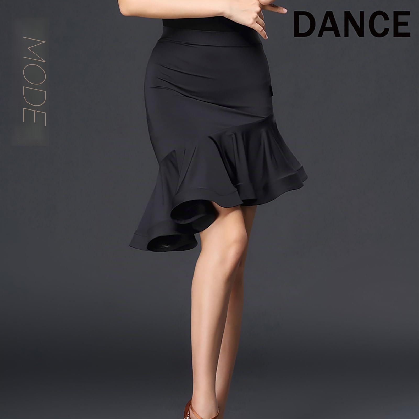 MEECHI Damen Latein Tanzröcke Unregelmäßige Rüschen Latin Dance Skirt Sexy Hohe Taille Schlitz Tanz Rock Für Rumba Samba Tango Jazz, Dancewear Für Training Wettbewerb
