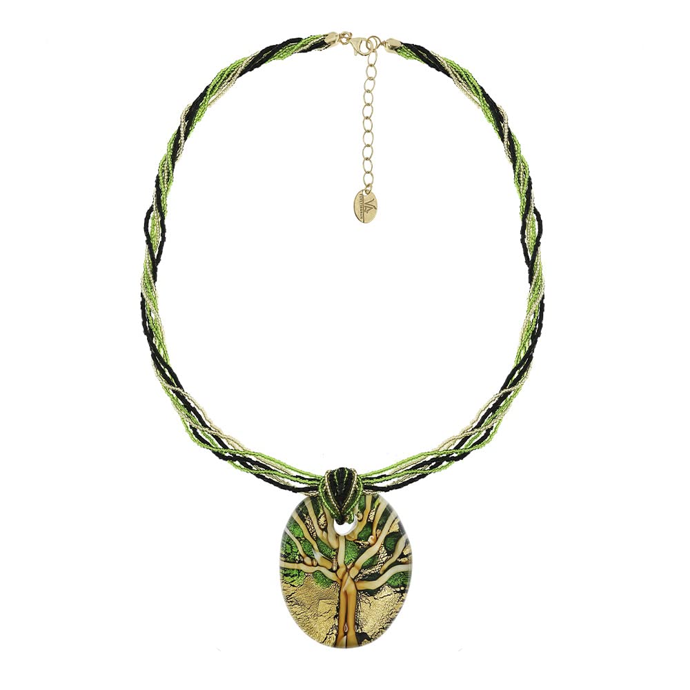 Venetiaurum - Collar con Medalla Árbol de la Vida en Cristal de Murano y Plata 925 - Joya Made In Italy Certificada