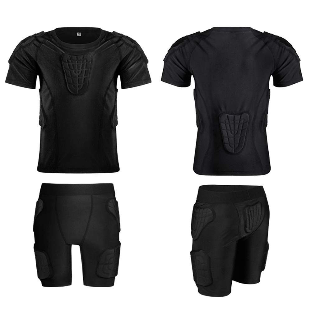 Niños Deportes Camiseta Protectora Acolchada y Pantalones Cortos Hombro Costilla Cuello Protector de Cadera Traje para fútbol Rugby Baloncesto Esquí Snowboard Patinaje Contacto Deportes