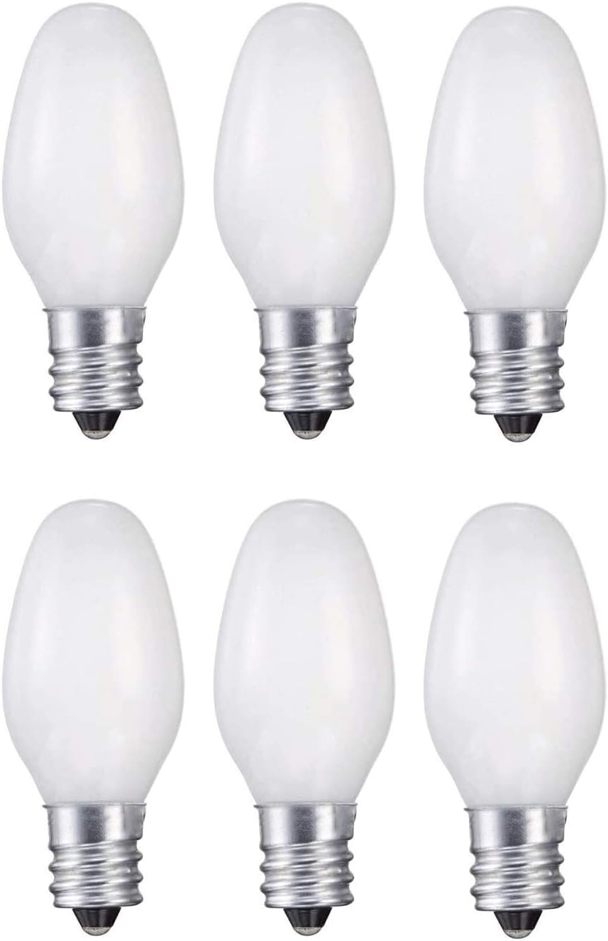 Night Light Candelabra Base White Bulb - 6 Pack