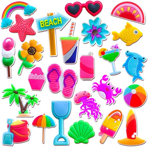 25 40Pcs Summer Shoe Decoration Charms,Beach Croc Charms For Kids Boys Girls Teens Adult Men Women Party Gifts (25) #TOP2