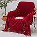 Throw Blanket for Couch,Soft Cozy Knit Blanket,Lightweight Decorative Throw for Sofa Chair Bed Travel and Living Room-All Seasons Suitable for Women,Men and Kids (Red, 50