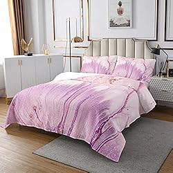 Colchas Para Adolescentes Mujeres Homewish Colcha de mármol para niñas y mujeres, adolescentes, juego de edredón de mármol rosa, 170x210 cm, color morado, grano de piedra, bronceado, lentejuelas, mármol, juego con 1 funda de almohada