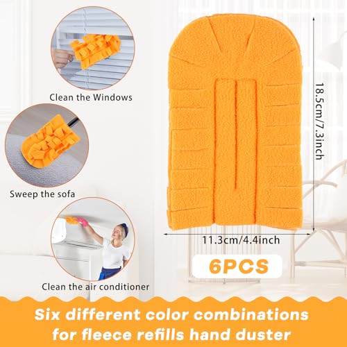 Image of Zubebe 6 Pcs Reusable Duster Refills Fleece,Orange | Soft Polyester Fiber Flat Duster Refill Multi Surface Washable Cleaning Pad Tools for Home, Blinds, Car, Pet, Furniture, Fans