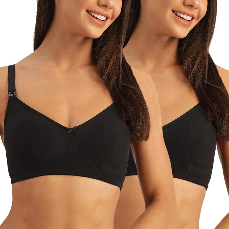 Organic Cotton Bamboo Nursing Bra for Women I Feeding Bra with Wirefree Design and Removable Pads I Adjustable Straps Maternity Wear with Hook and Eye (Combo Pack)-image-25