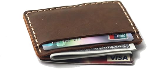 Miniatura 2 de Tarjetero de bolsillo frontal hecho a mano, tarjetero minimalista de cuero, soporte para tarjetas de crédito, 3 ranuras para tarjetas