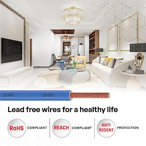 Image of Polycab OPTIMA+ 0.75sqmm 90M coil | Flame Retardant | Lead free | 99.97% high purity copper | Rodent protection | PVC insulated housewire [Blue]