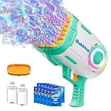 Play-Act 69 Holes Bubble Machine Guns Toys, Bazooka Rocket Shape Bubble Gun for Kids Adults, Colored Lights Blaster Blower with Solution Outdoor, Summer Toys, Party Favors, Wedding, Birthday, Easter