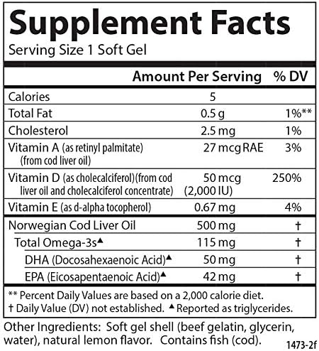 Miniatura 2 de Carlson - Gemas solares D, suplemento de vitamina D3 y Omega-3, 2000 UI de vitamina D3, 115 mg de omega-3 EPA y DHA, cápsula de aceite de pescado de