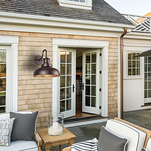 Diyel Dusk To Dawn Outdoor Gooseneck Barn Light Outdoor Wall Sconce Farmhouse Exterior Wall Mount Light Vintage Wall Lighting Fixture Industrial Black Wall Lantern For Porch, Ddrz007-2 Orb #TOP5