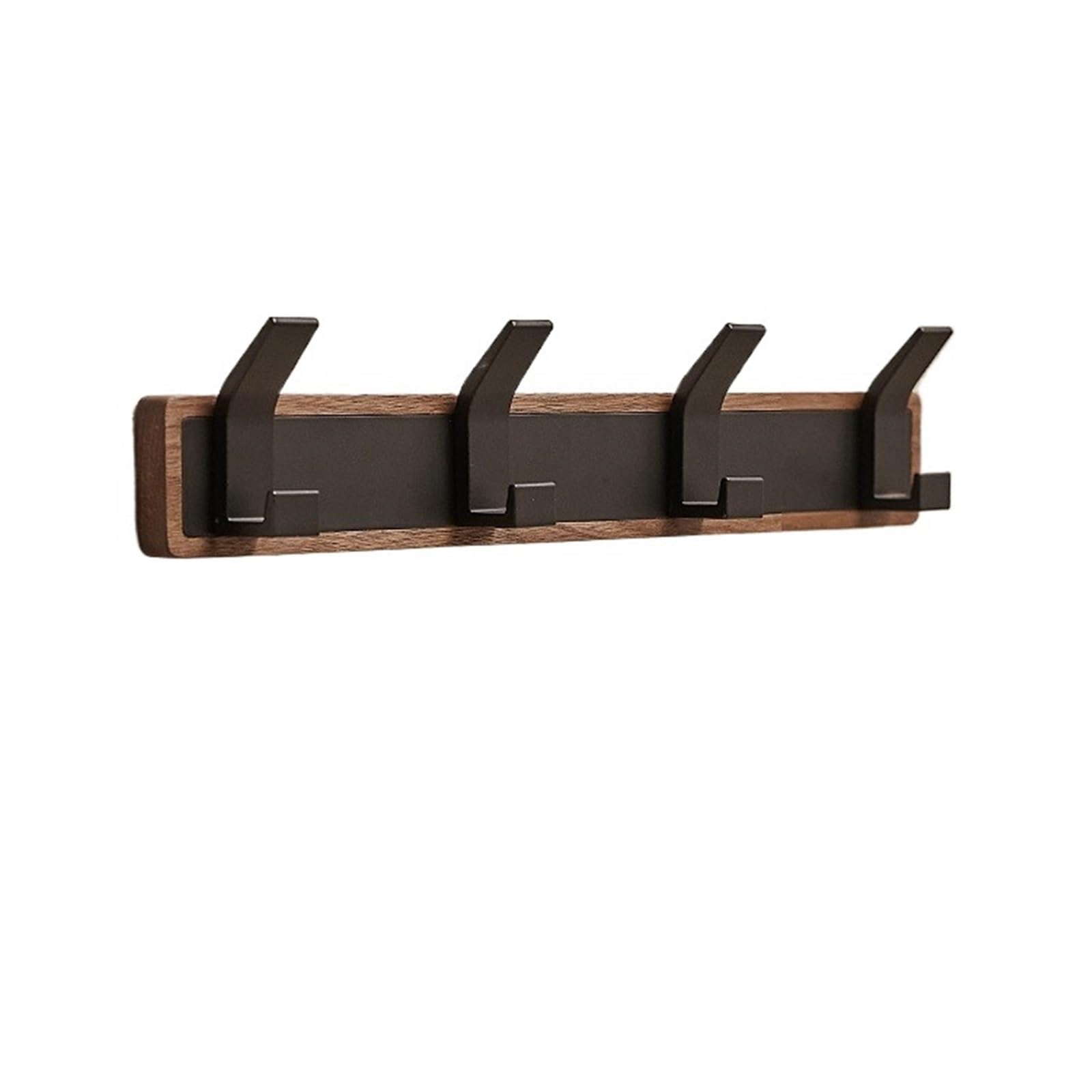 Ryqzhhy 4 Hooks Coat Hooks Black Wood Wall Hook Multifunctional Hanging Coat Rack(4 Hooks)