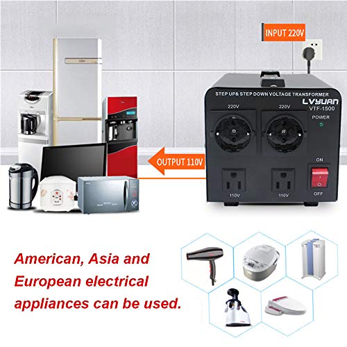 Yinleader 1500VA 110 Volt USA spanningsomvormer ringkerntransformator 1500 Watt - In: 110V of 220V / Out: 110V en 220V - Image 6