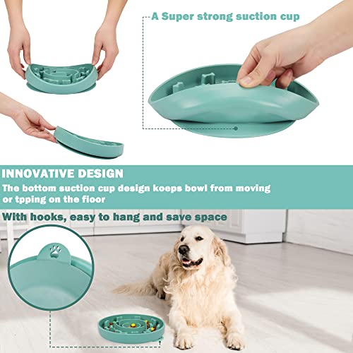Silicone Slow Feeder Dog Bowl With Suction Cup, Slow Feeder Cat Bowl,Slow Down Pets' Eating Speed, Promote Digestion, Novel Design With Suction Cups And Hanging Buckles. Medium（5.9 * 5.9 * 1.57In） #TOP3