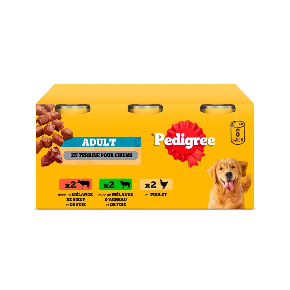 Pedigree Repas pour Chien - Boîtes en terrine pour chien adulte - 3 variétés - 4X(6x400g)
