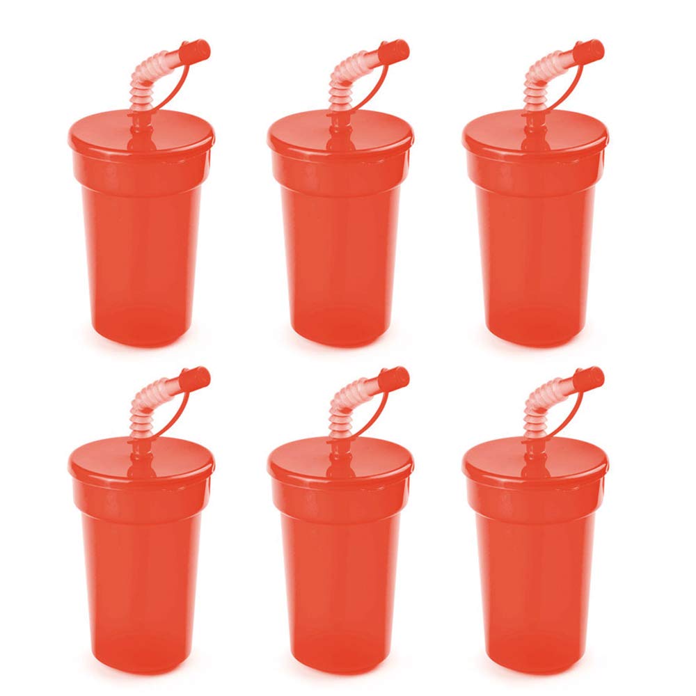 Ebuygb Red 14Oz Tumbler Smoothie Lid & Straw Milkshake Slushie Beaker Water Bottle Travel Cup, Polypropylene,