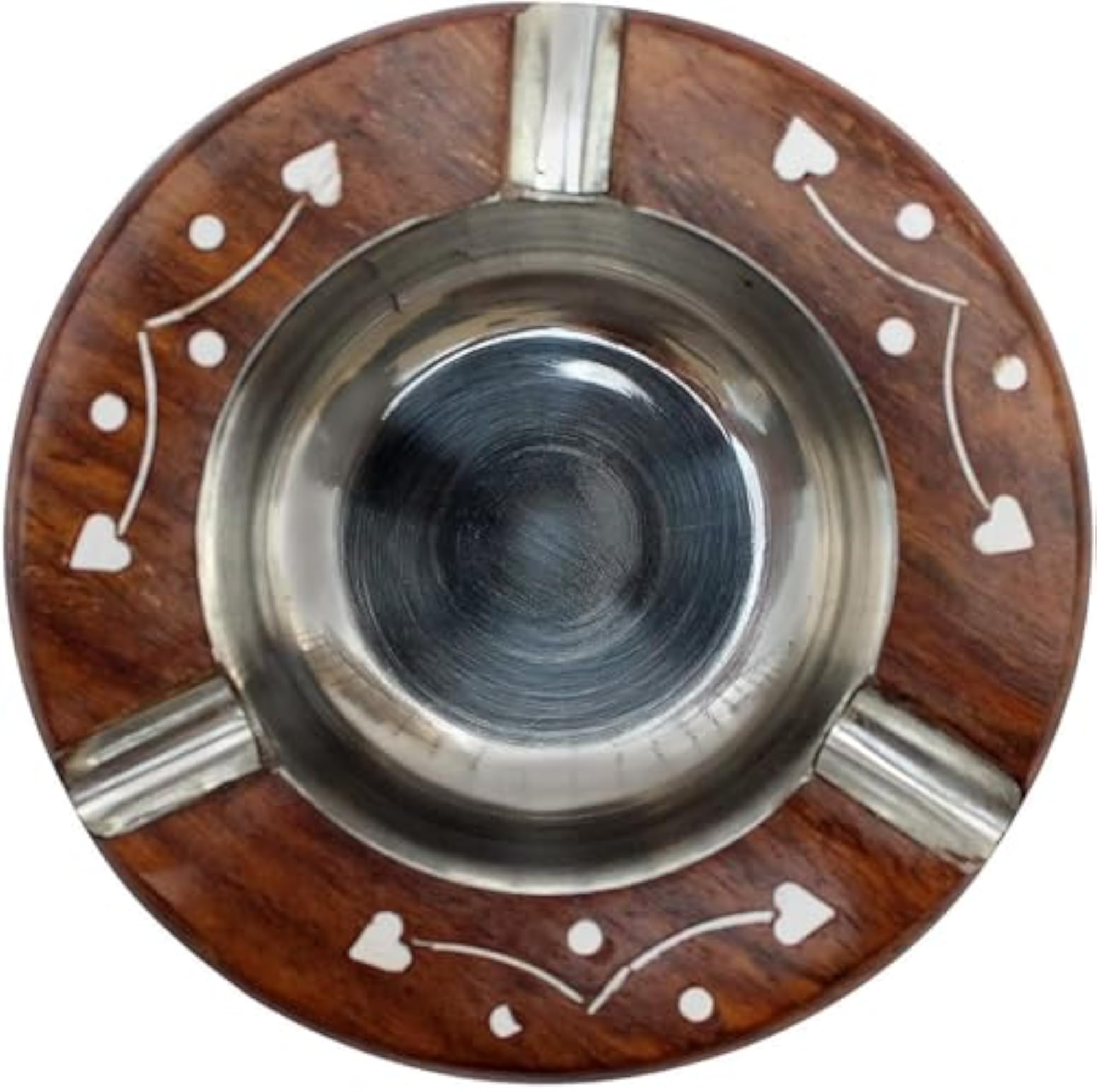 Vintage Wooden Round Circular Shaped Ashtray, Sheesham Wood Gift