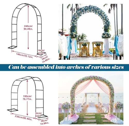 Image of Supvox 55.1x 94.5 inch Garden Arch Plant Stand - Metal Stand for Decoration Backdrop Freestanding Flower Arch Door Frames with Base for Indoor Outdoor Wedding Lawn Backyard Party Decoration Items