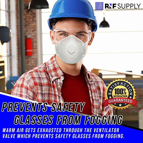Rnf Supply N95 Particulate Respirator - Disposable Dust Mask With Valve (15 Pack) - 3 Wildfire Smoke Protection Layers Filter 95% Of Smog, Fiberglass, Coal, Dander, Pollen #TOP5