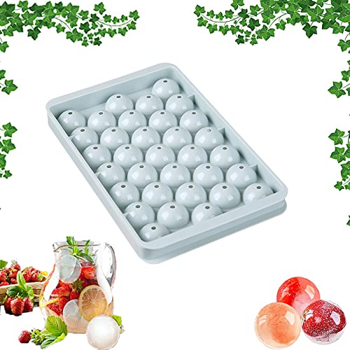 Mini Eiswürfelform Bälle,Round Eiswürfelform,Plastik Eiswuerfel Form Eiswuerfelbehaelter,Eiswürfelbereiter Kugeln für 33 kleine Eiskugeln, Eis, Cocktail, Whiskey, Kaffee, (Blau) Cover
