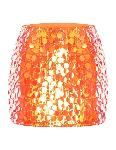 MANER Women's Sequin Mini Skirt Sparkle Stretchy Bodycon Night Out