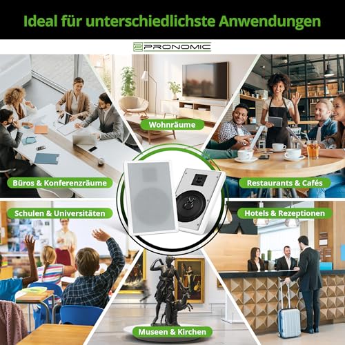 Pronomic FLS-540 WH Flatpanel Wandlautsprecher Boxen Paar (HiFi Flachlautsprecher, 2-Wege Box, 5,25/133mm Woofer, 1,2/30mm Tweeter, 25/50 Watt (RMS/Peak), Polklemmen-Anschluss) weiß