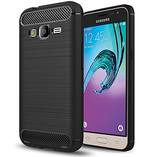 Galaxy Express Prime Case, Galaxy J3 2016 Case, Galaxy J3 V/Sky/Amp Prime/Sol Case,AnoKe Ultra[Slim Thin] Shock Absorption Scratch Resistant Soft TPU Grip Protective Cases for Samsung J3 HWLS Black