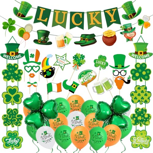 Accessoires de la Saint-Patrick, trèfle irlandais à suspendre, ballons de la Saint-Patrick,...