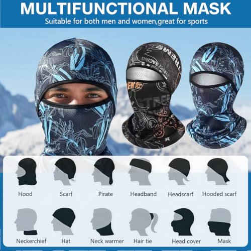 Image of Proberos 2 Pcs Ice Silk Face Mask Balaklava for Men Bike Riding & Biker Head Cover, Outdoor UV Protection Face Mask, Stretchy Breathable Quick-Dry Face Cover for Bike Riding & Outdoor Sports