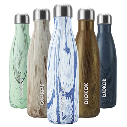 Image of BJPKPK 17 oz Stainless Steel Insulated Water Bottles Reusable Sports Water Bottle for Travel,Wood Denim Graphics