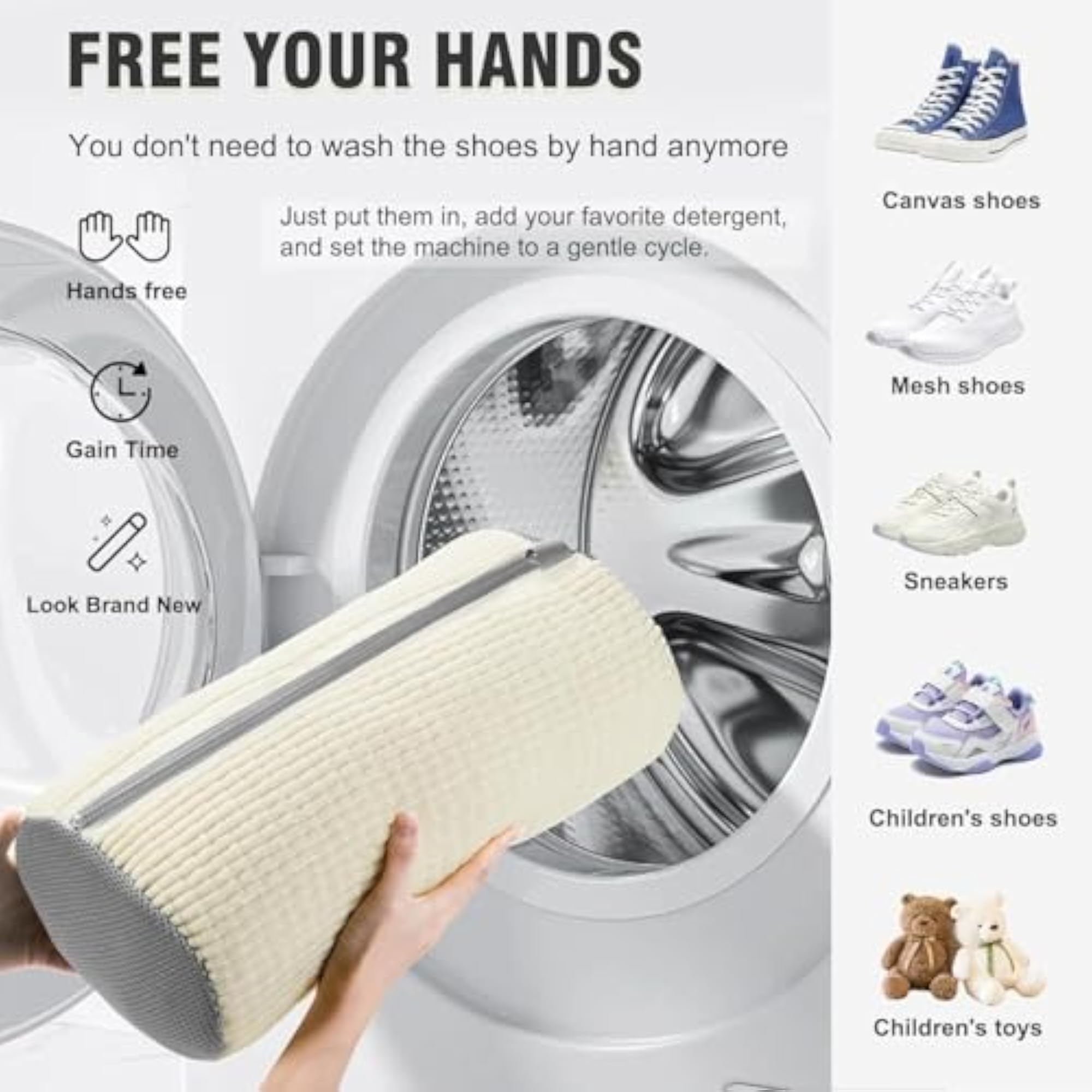Shoe Cleaning Bag for Washing Machine, Zippered Laundry Bag