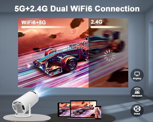 Image of BIGASUO Andriod 5G WiFi Projector Home 4K Support 1080P Smartphone Full HD Portable Builtin YouTube Other Apps Auto Keystone 4000 Lumens 200 inch Screen Compatible 4K TV Stick (BG57)