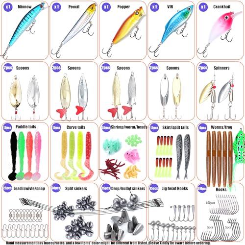 EXAURAFELIS Kit de Señuelos y Equipo para Pesca, Cebo Duro y Blando Mixto con Cucharillas de Metal para Bass, Trucha y Pik Freshwater y Saltwater miniatura 2