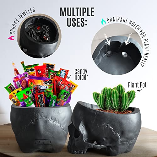 Gavia Skull Candle Holder - Skull Planter Pot - Gothic Decor - Skull Decor - Skull Bleeding Candles - Gothic Candle Holder - Spooky Candle Holder - Gothic Home Decor - Spooky Gifts - Goth Room Decor #TOP4
