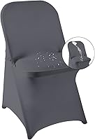 Vista 24 de magalo Paquete de 12 fundas para sillas plegables de elastano negro, impermeables, elásticas, para bodas, fiestas, banquetes de comedor y otros